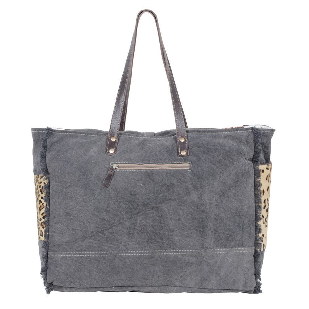 Myra Bag Handmade Lambent Leather & Hairon Upcycled Canvas & Cowhide Leather - Picture 4 of 9